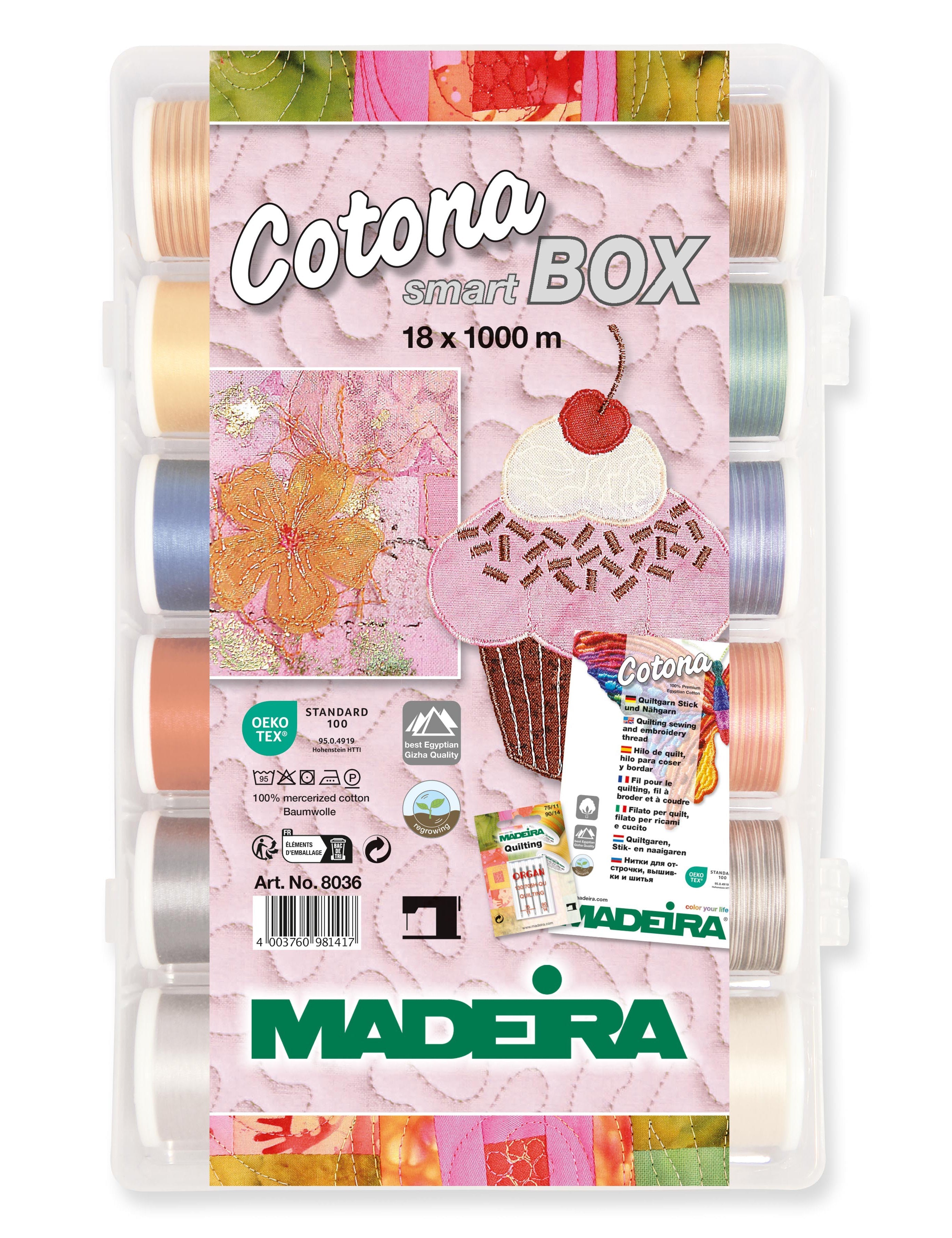 Cotona 50 โ 1100-yard (1000m) Assortment Box, 12 Solid Colors, 6 Variegated Colors