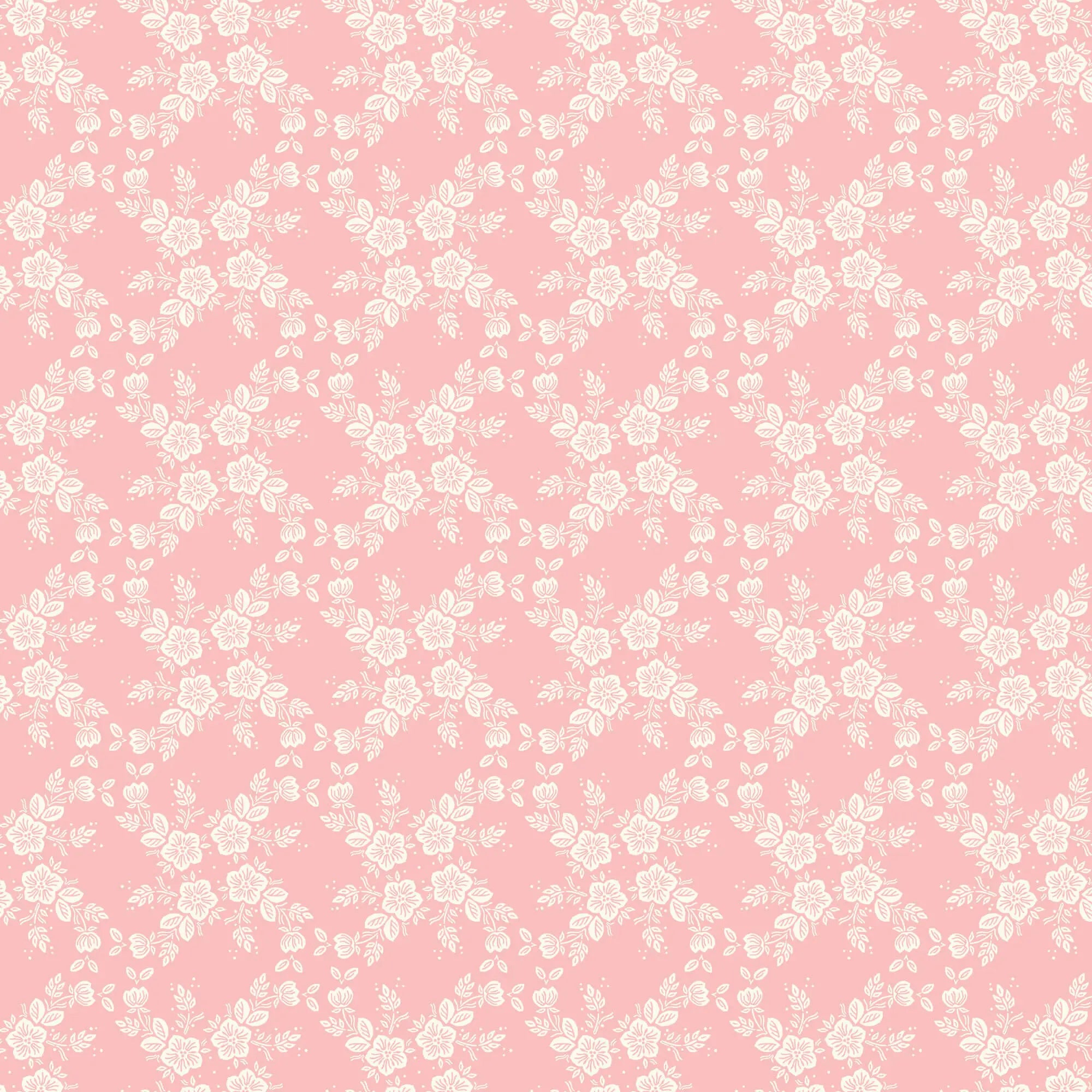 Cottage Garden - Lattice Vine - Pink 44" / 45" Fabric Per Yard The Fabric Company