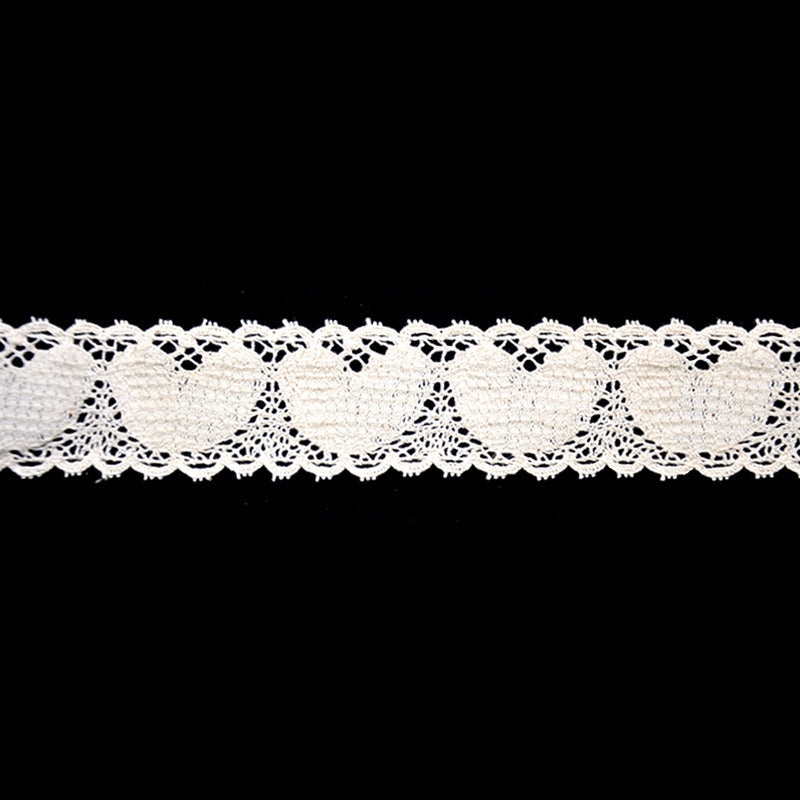 Cotton Cluny Lace Hearts, 1.5 in x 5 Yards - For Dressmaking, Home Decor, DIY Crafts