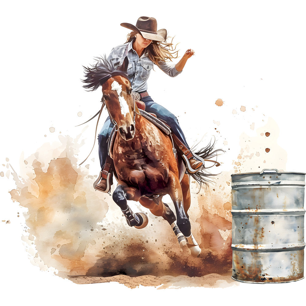Cowgirls Barrel Racing Fabric Panel 1