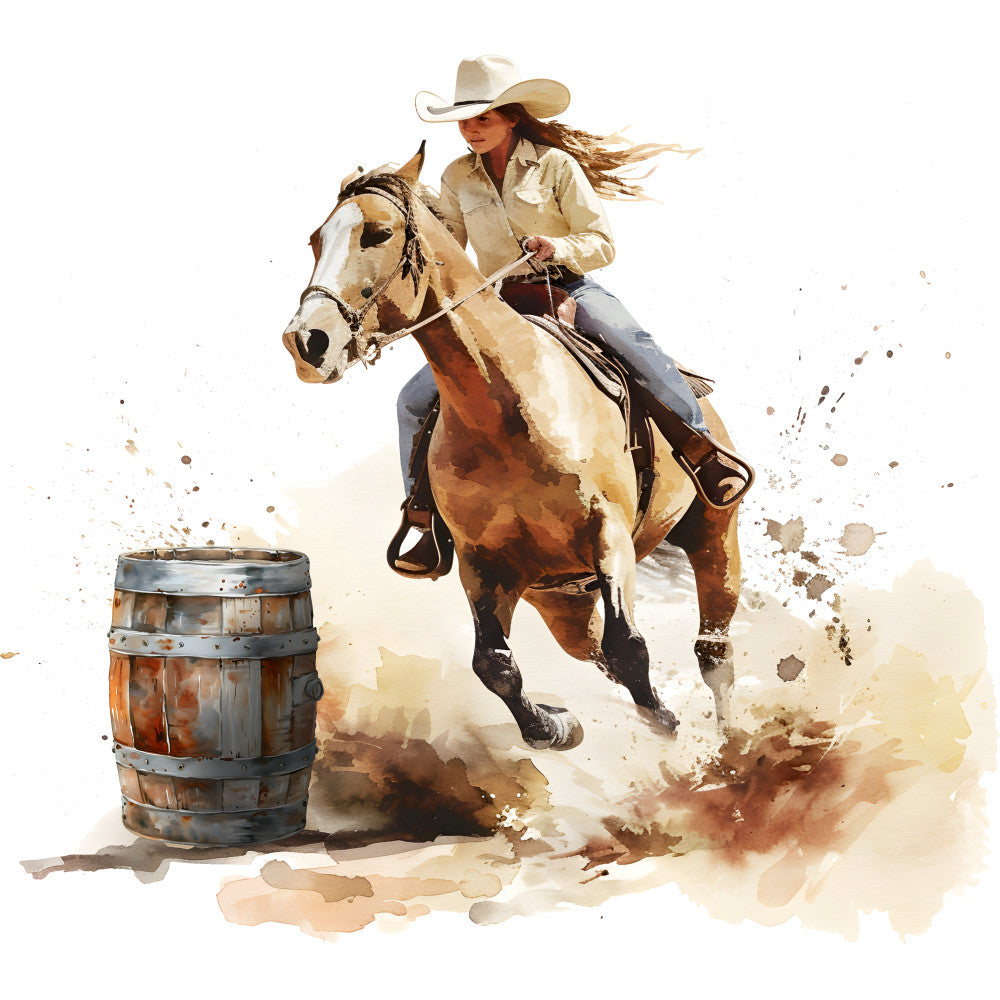Cowgirls Barrel Racing Fabric Panel 4