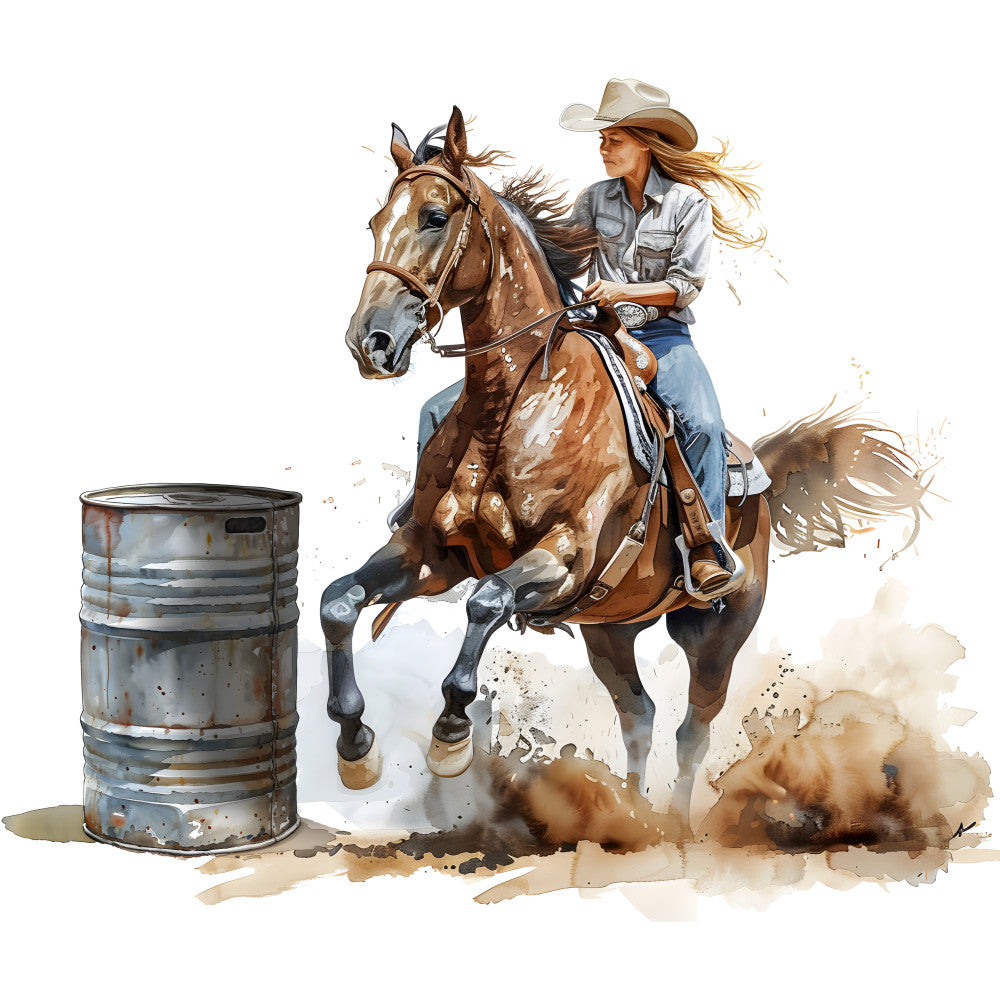 Cowgirls Barrel Racing Fabric Panel 5