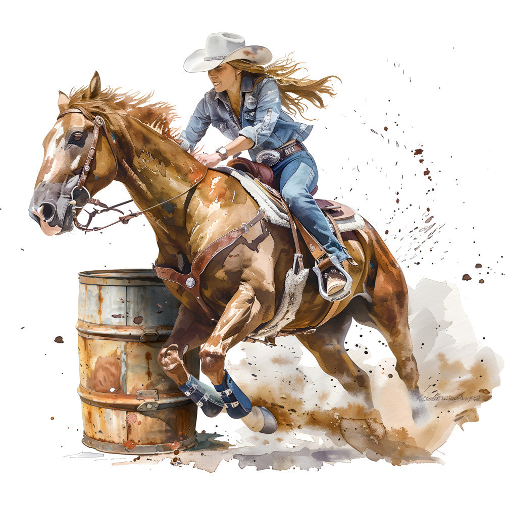 Cowgirls Barrel Racing Fabric Panel 6