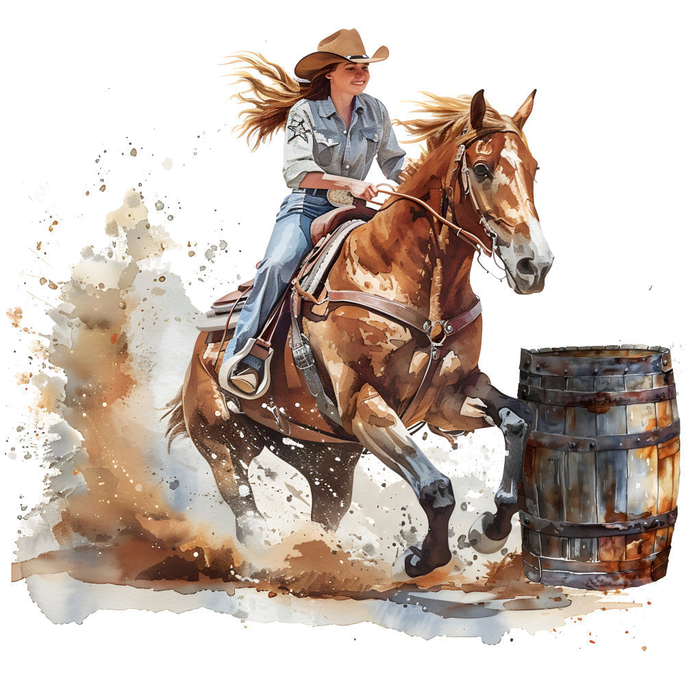 Cowgirls Barrel Racing Fabric Panel 7