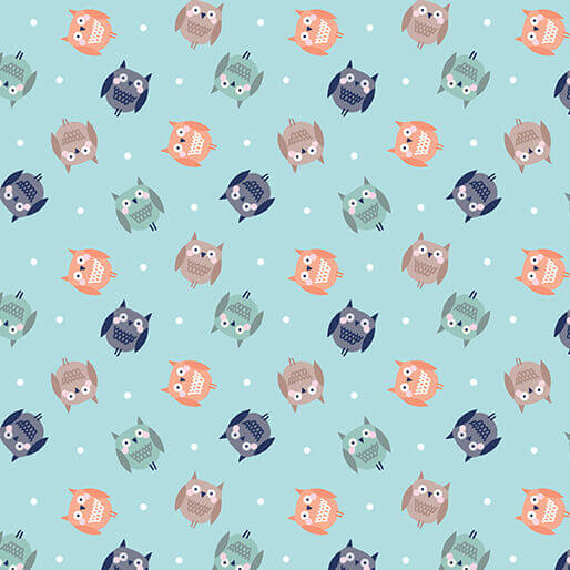 Cozy Forest Comfort Flannel - Cozy Owls - Sky Blue 44"/45" Cotton Flannel Fabric per yard