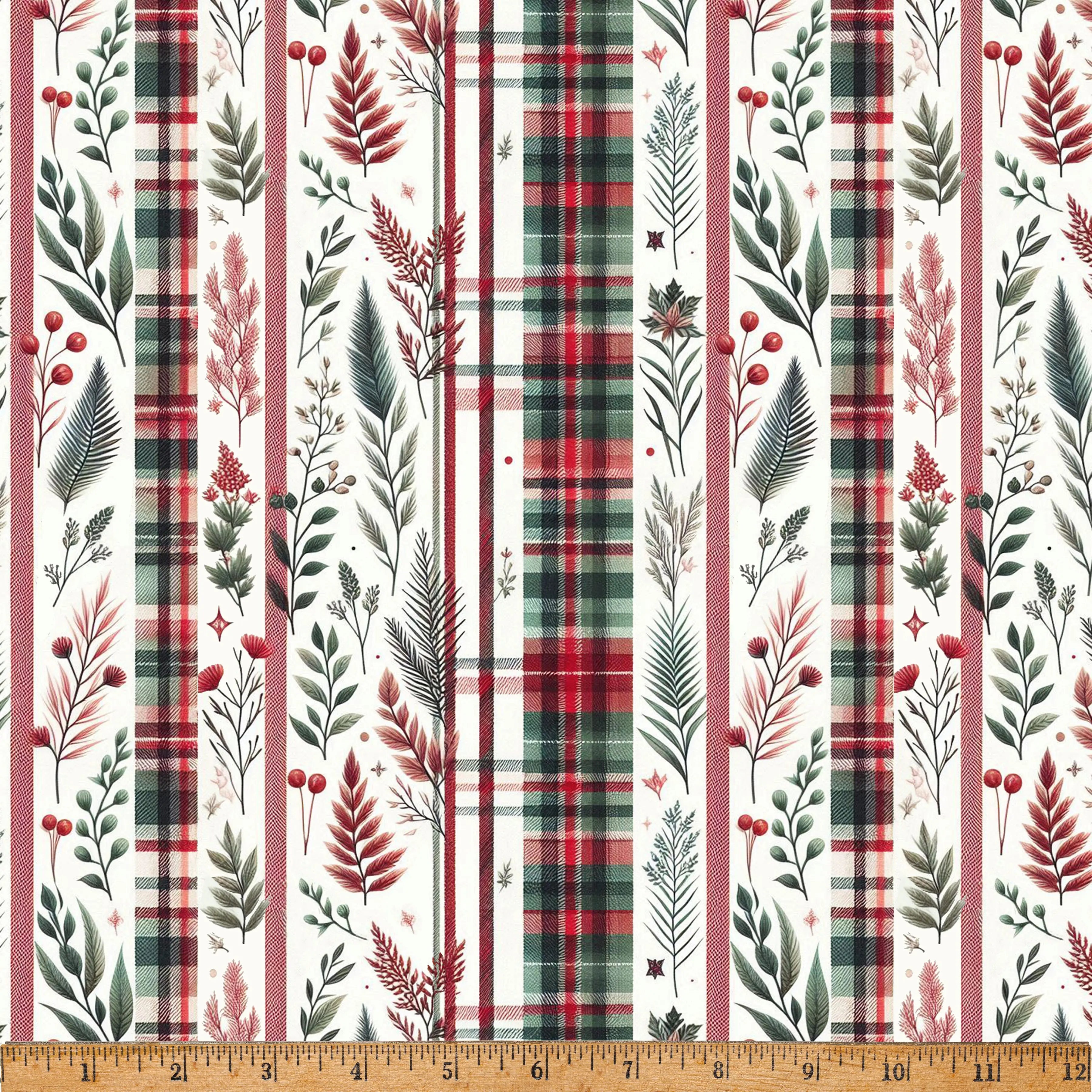 Cozy Tidings Christmas Plaid Stripes 43"/44" Fabric Per Yard Hoffman California Fabrics