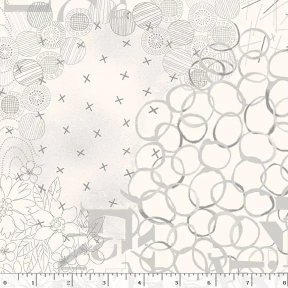 Cream Collage Cotton Wideback Fabric Per Yard - Linda's Electric Quilters