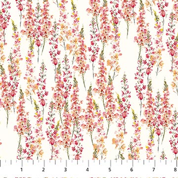 Cream Cone Flowers Flourish Cotton 44"/45" Fabric Per Yard