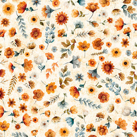 Cream Ditzy Floral Harvest Hollow 44"/45" Cotton Fabric per yard