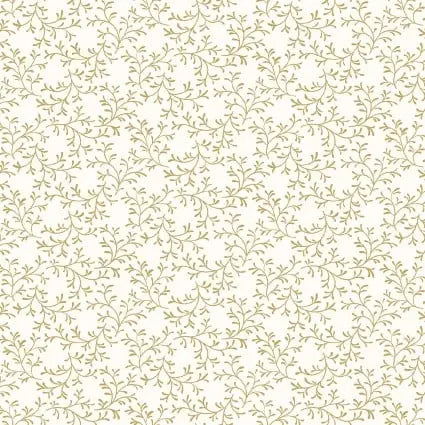 Cream Gold Lace Leaf Cotton 43"/44" Fabric Per Yard EE Schenck Co