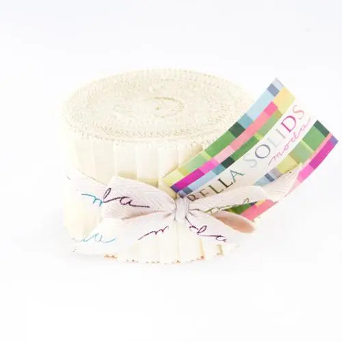 Cream Off White Bella Solids Junior Jelly Roll Precuts - Linda's Electric Quilters