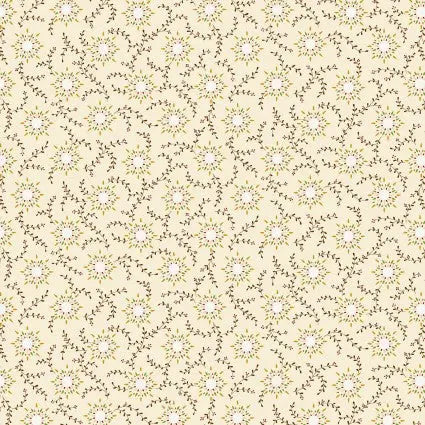 Cream Wheat Starburst Vine Cotton Wideback Fabric per yard - Linda's Electric Quilters