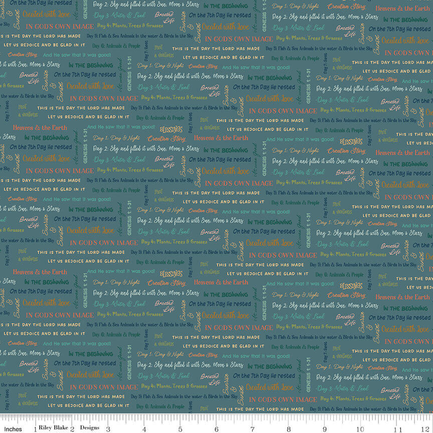 Created with Love - It Is Written - Ocean 44" / 45" Fabric Per