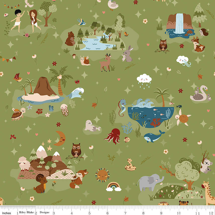 Created with Love - Main - Grass 44" / 45" Fabric Per Yard