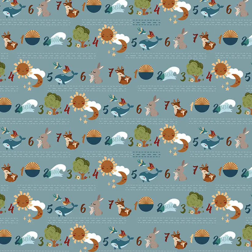Created with Love - Seven Days - Sky 44" / 45" Fabric Per Yard The Fabric Company