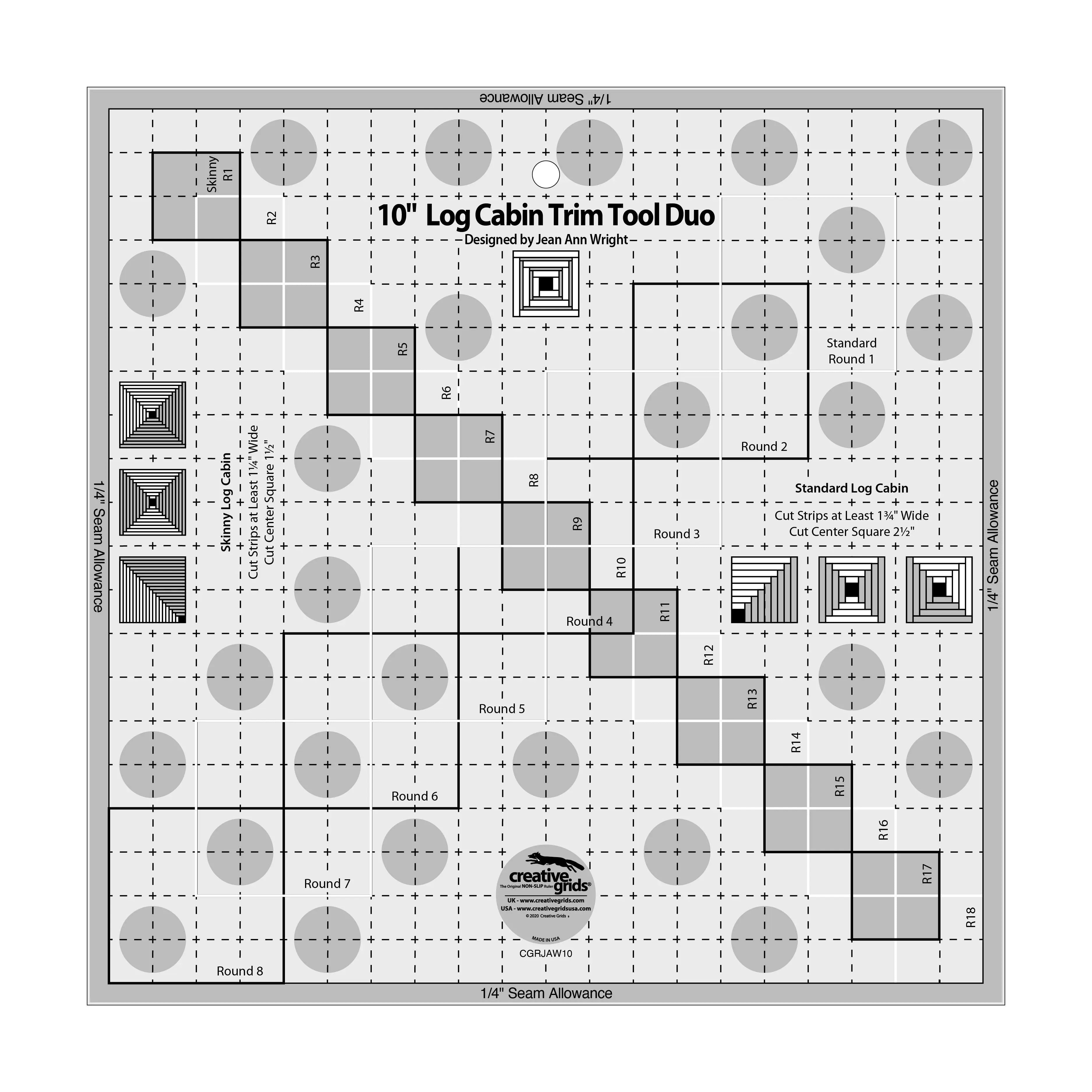 Creative Grids 10in Log Cabin Trim Tool Duo - Linda's Electric Quilters