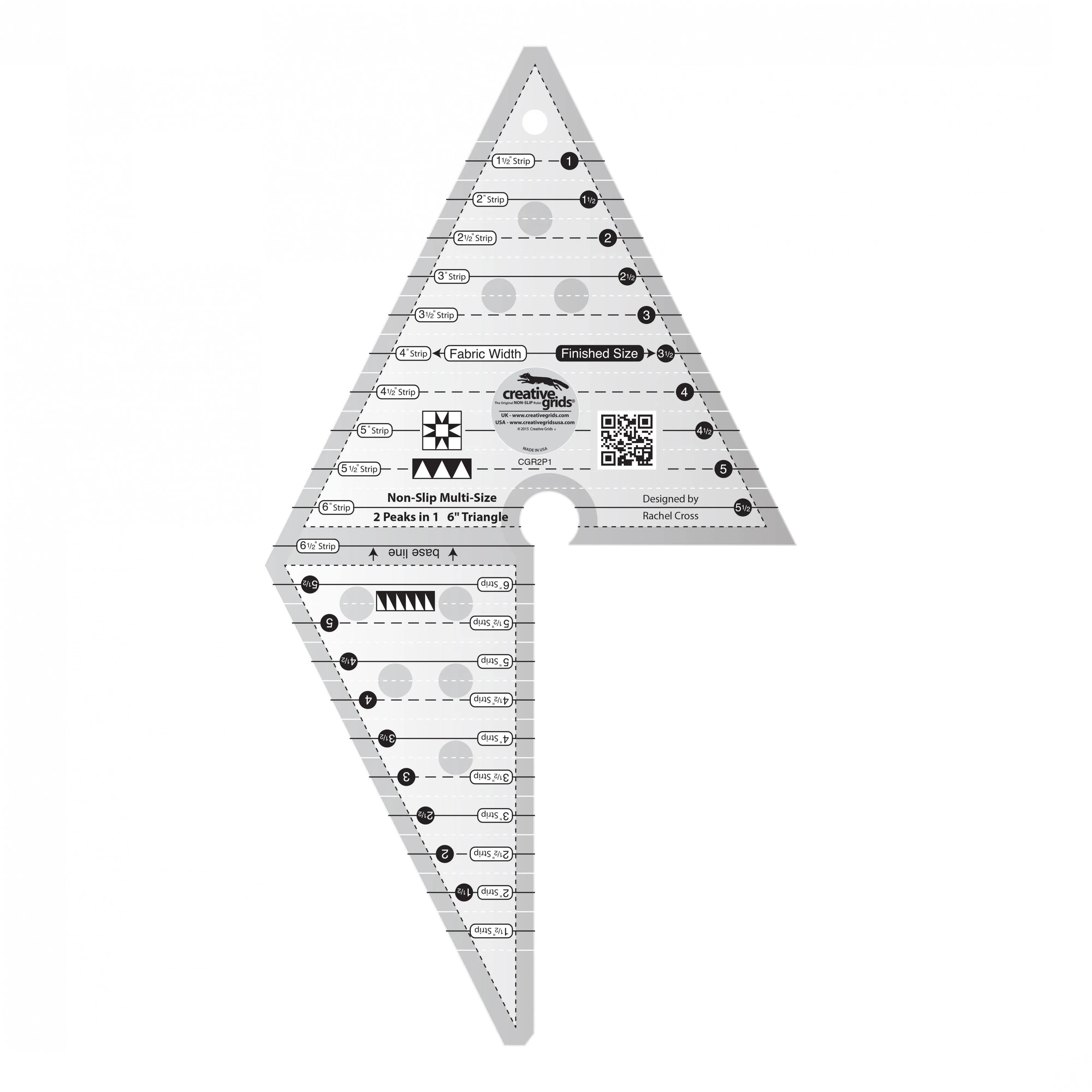 Creative Grids 2 Peaks in 1 Triangle Quilt Ruler - Linda's Electric Quilters
