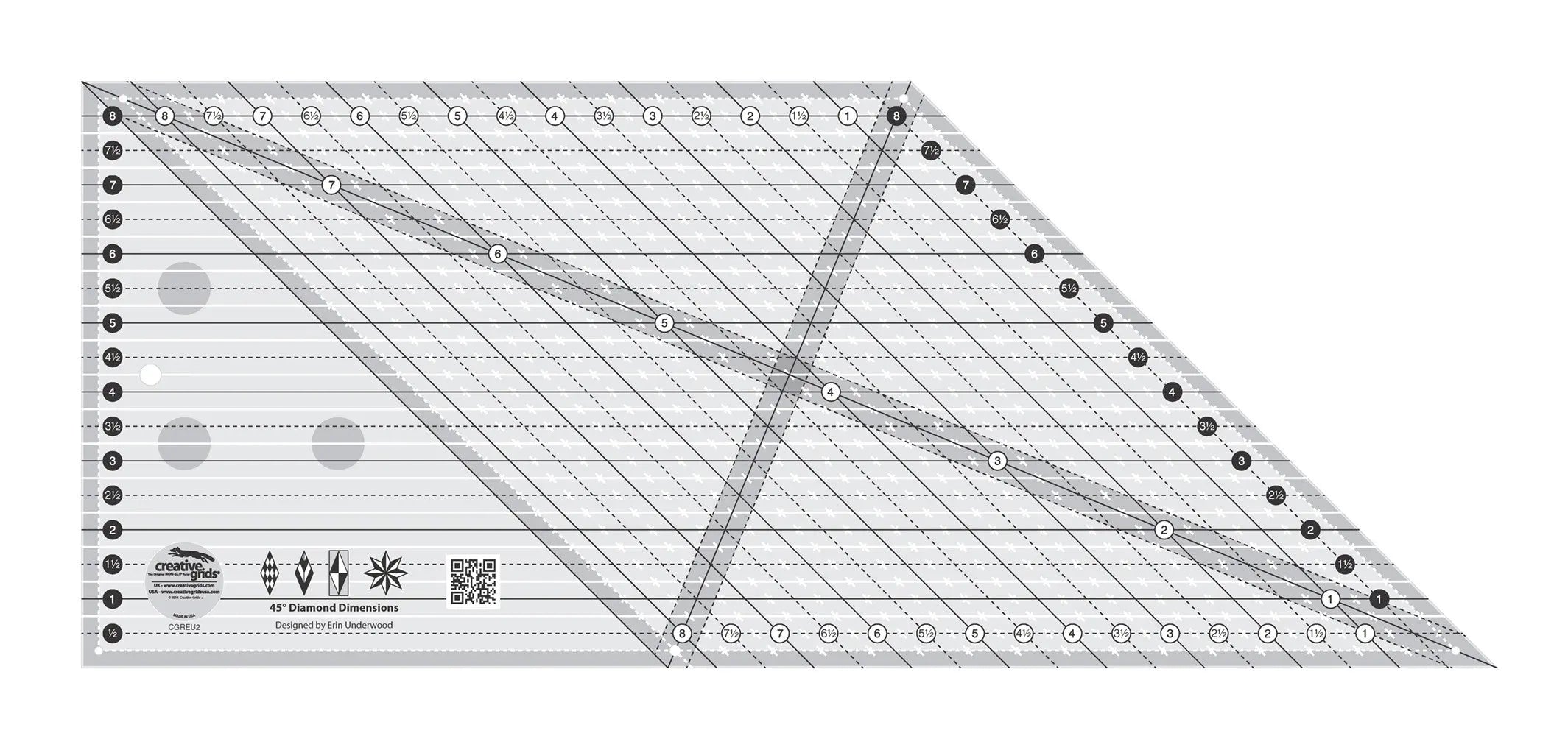 Creative Grids 45 Degree Diamond Dimensions Quilt Ruler - Linda's Electric Quilters