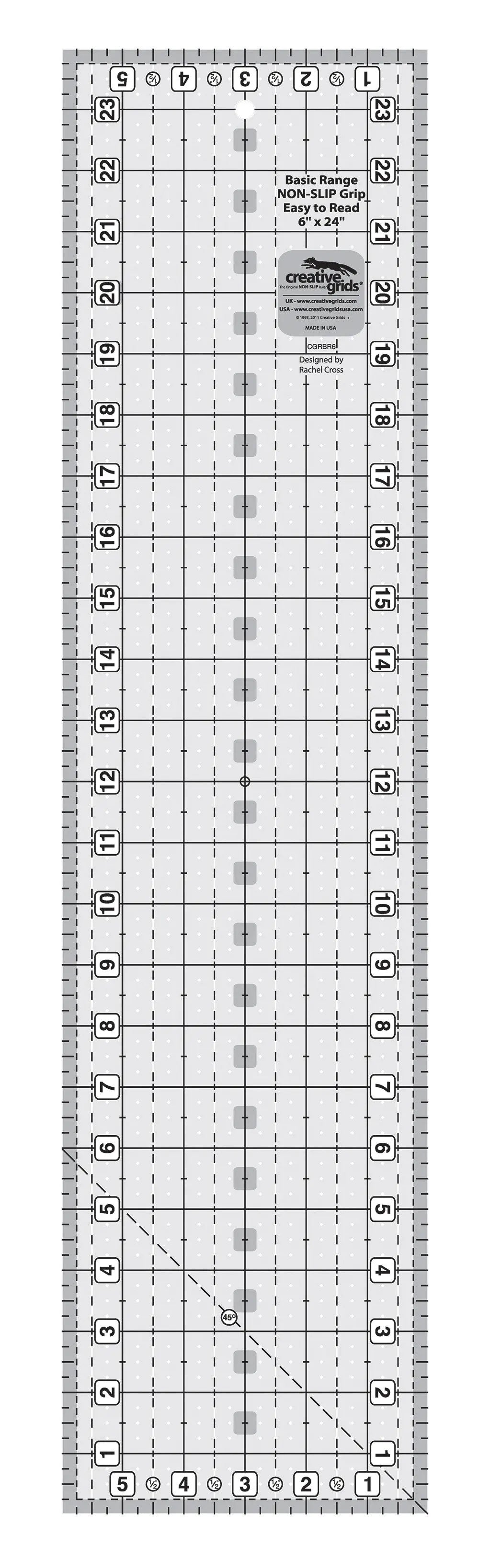 Creative Grids Basic Range 6in x 24in Rectangle Quilt Ruler - Linda's Electric Quilters