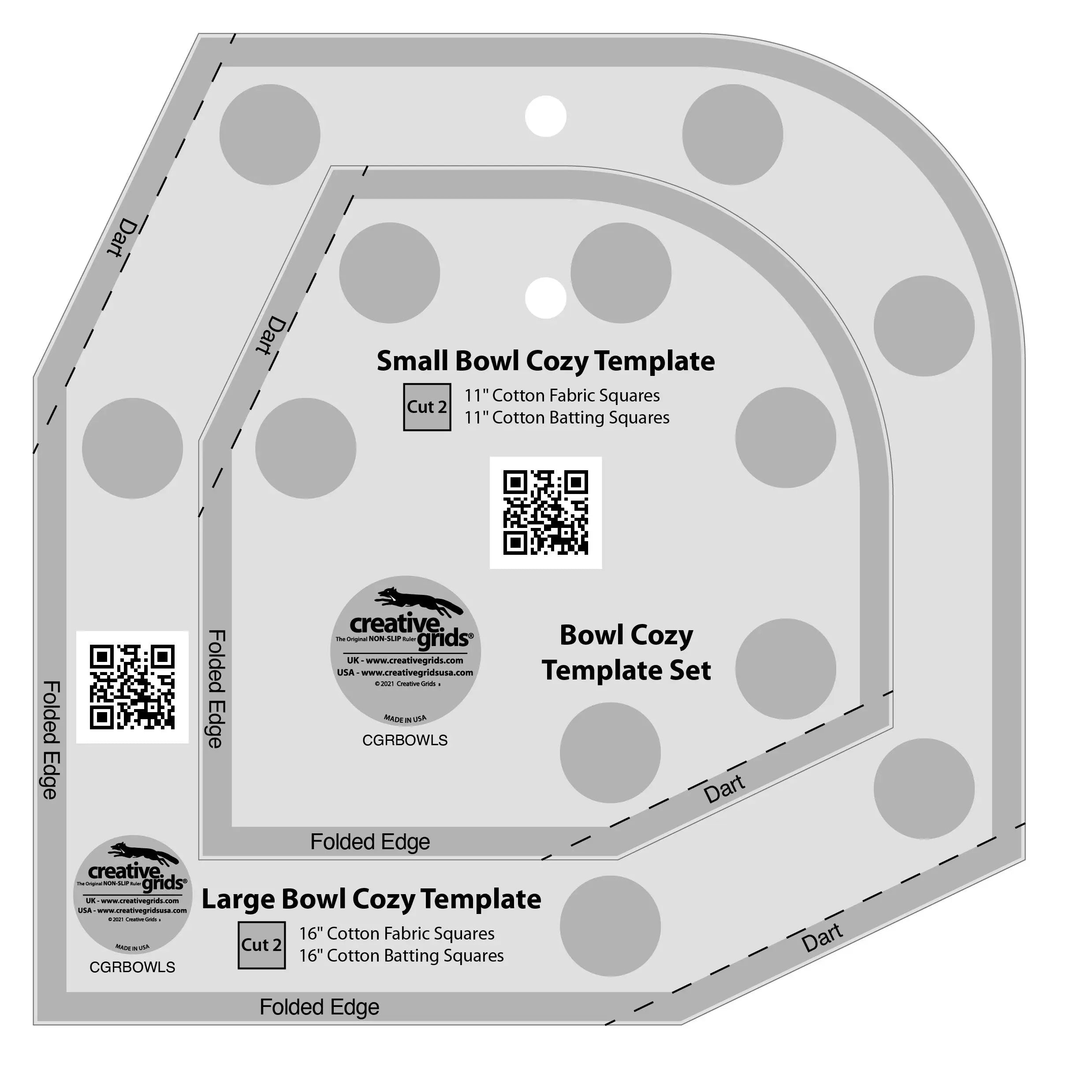 Creative Grids Bowl Cozy Template Set - Linda's Electric Quilters