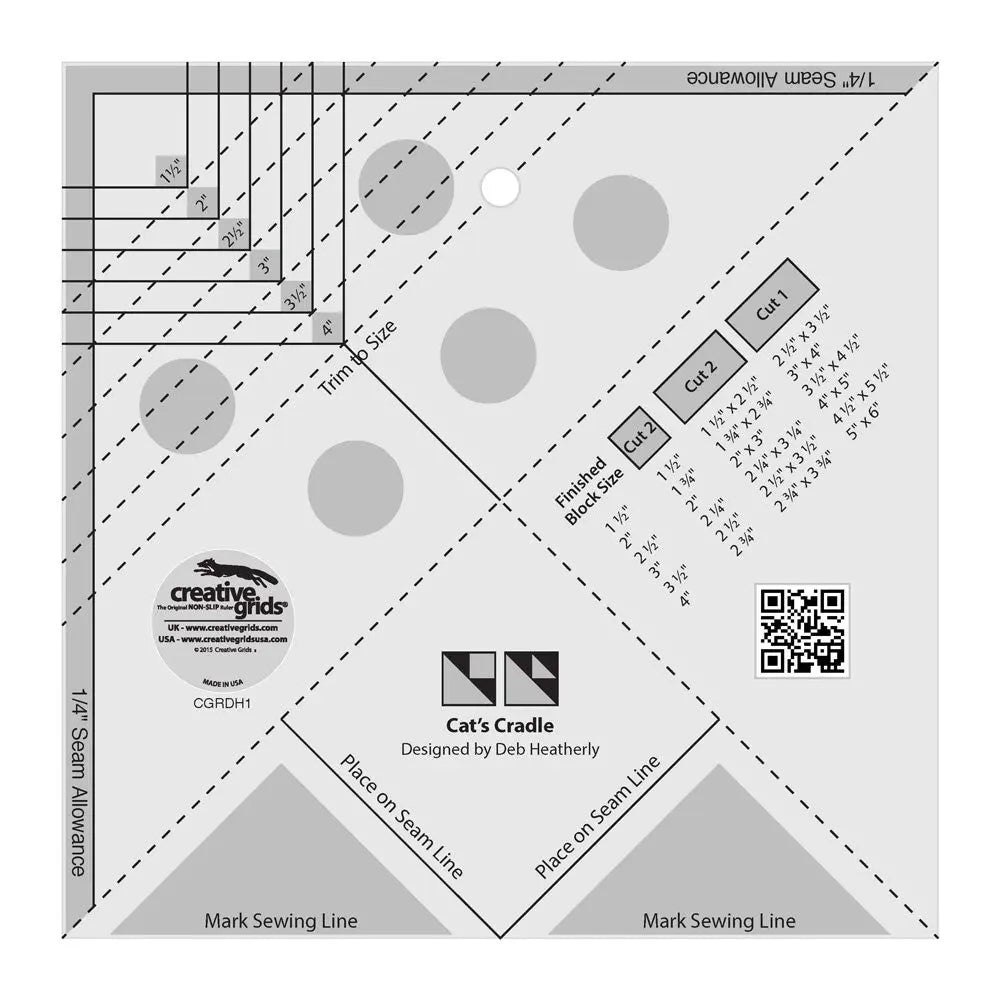 Creative Grids Cat's Cradle Tool Quilt Ruler - Linda's Electric Quilters