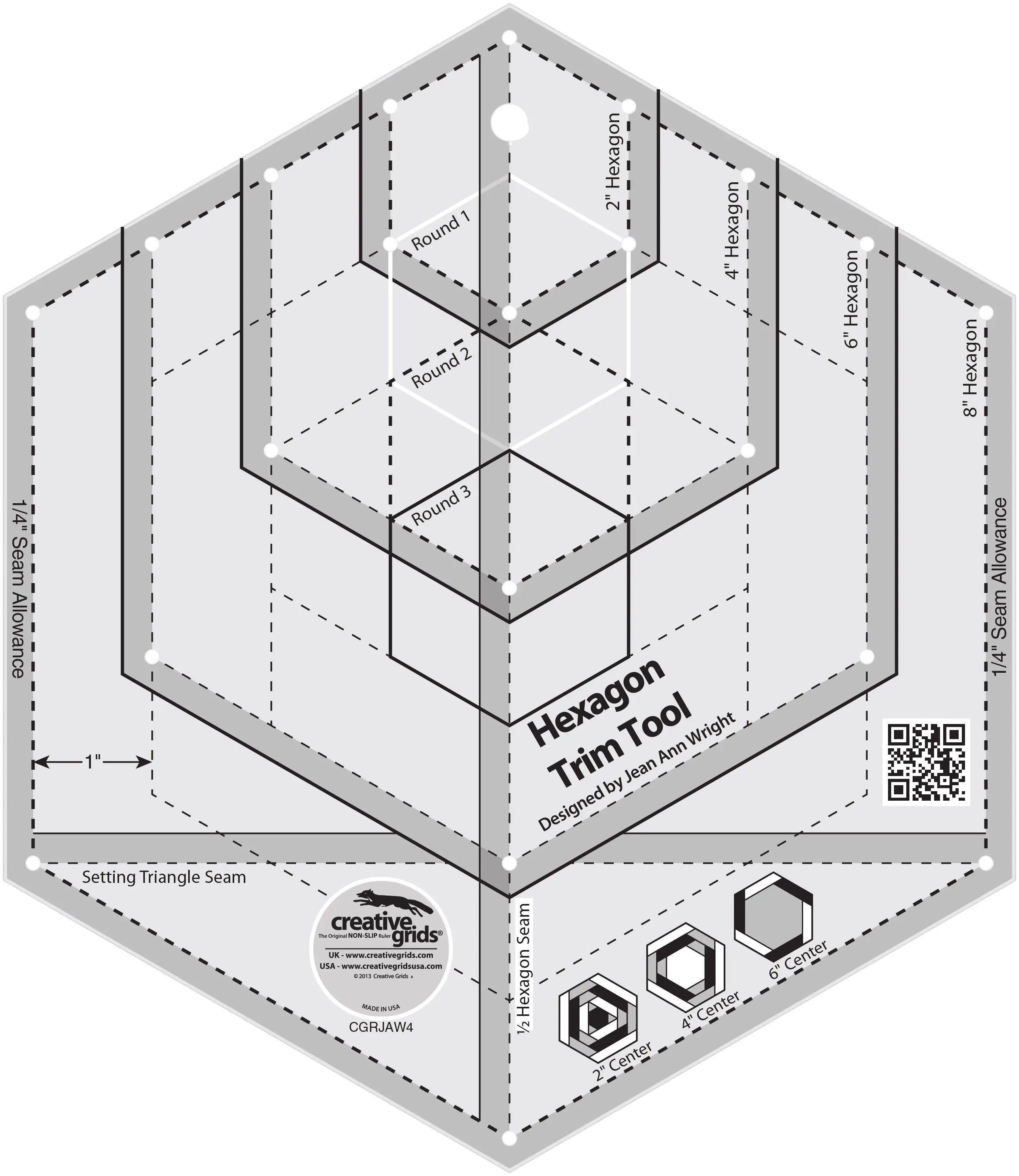 Creative Grids Hexagon Trim Tool Quilt Ruler - Linda's Electric Quilters