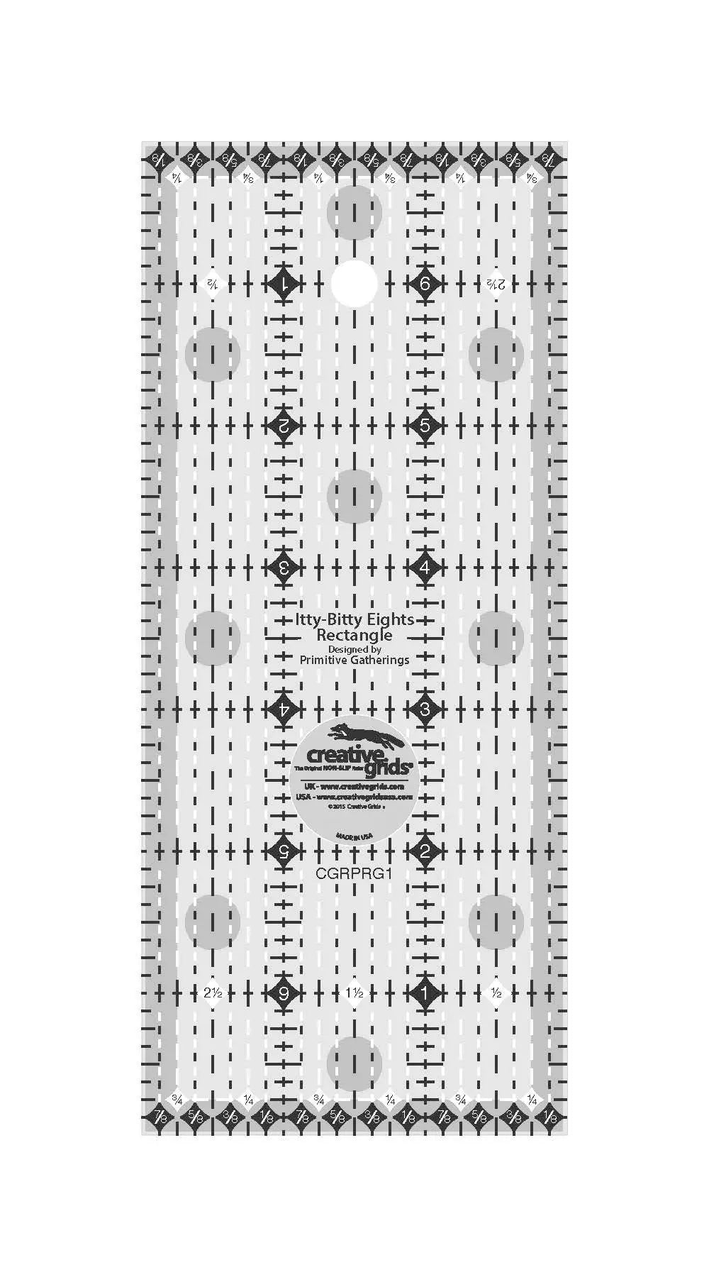 Creative Grids Itty-Bitty Eights Rectangle Ruler 3in x 7in Quilt Ruler - Linda's Electric Quilters