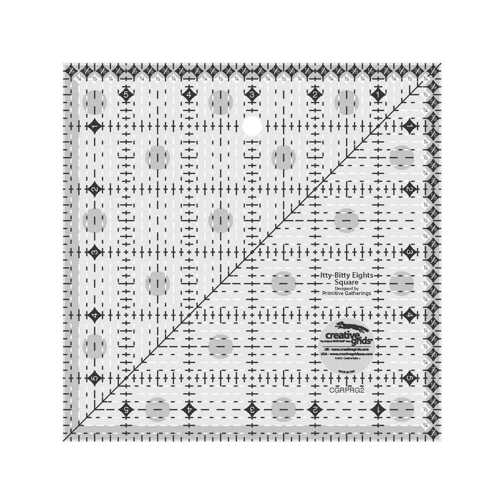Creative Grids Itty-Bitty Eights Square Quilt Ruler 6in x 6in - Linda's Electric Quilters