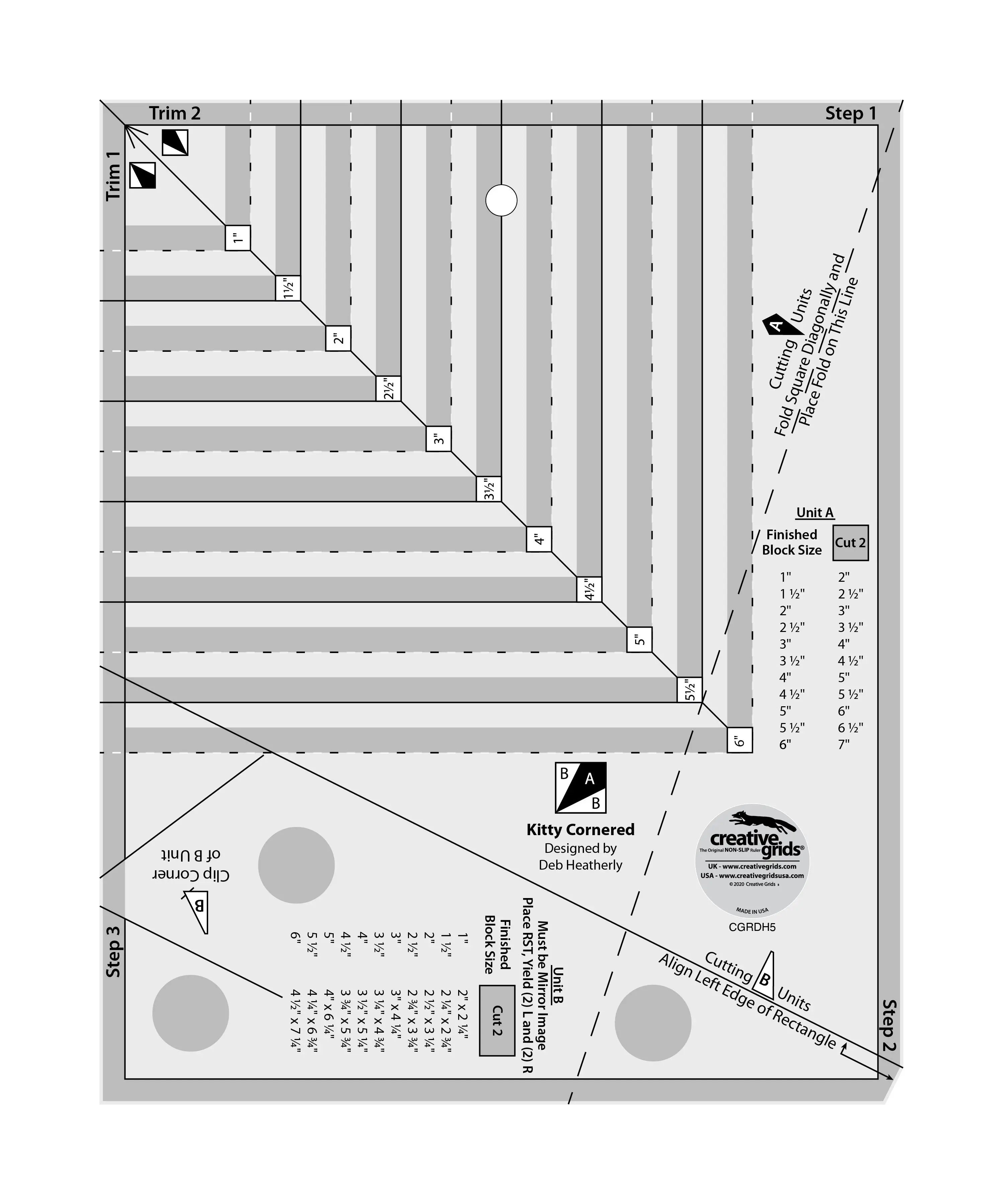 Creative Grids Kitty Cornered Ruler - Linda's Electric Quilters