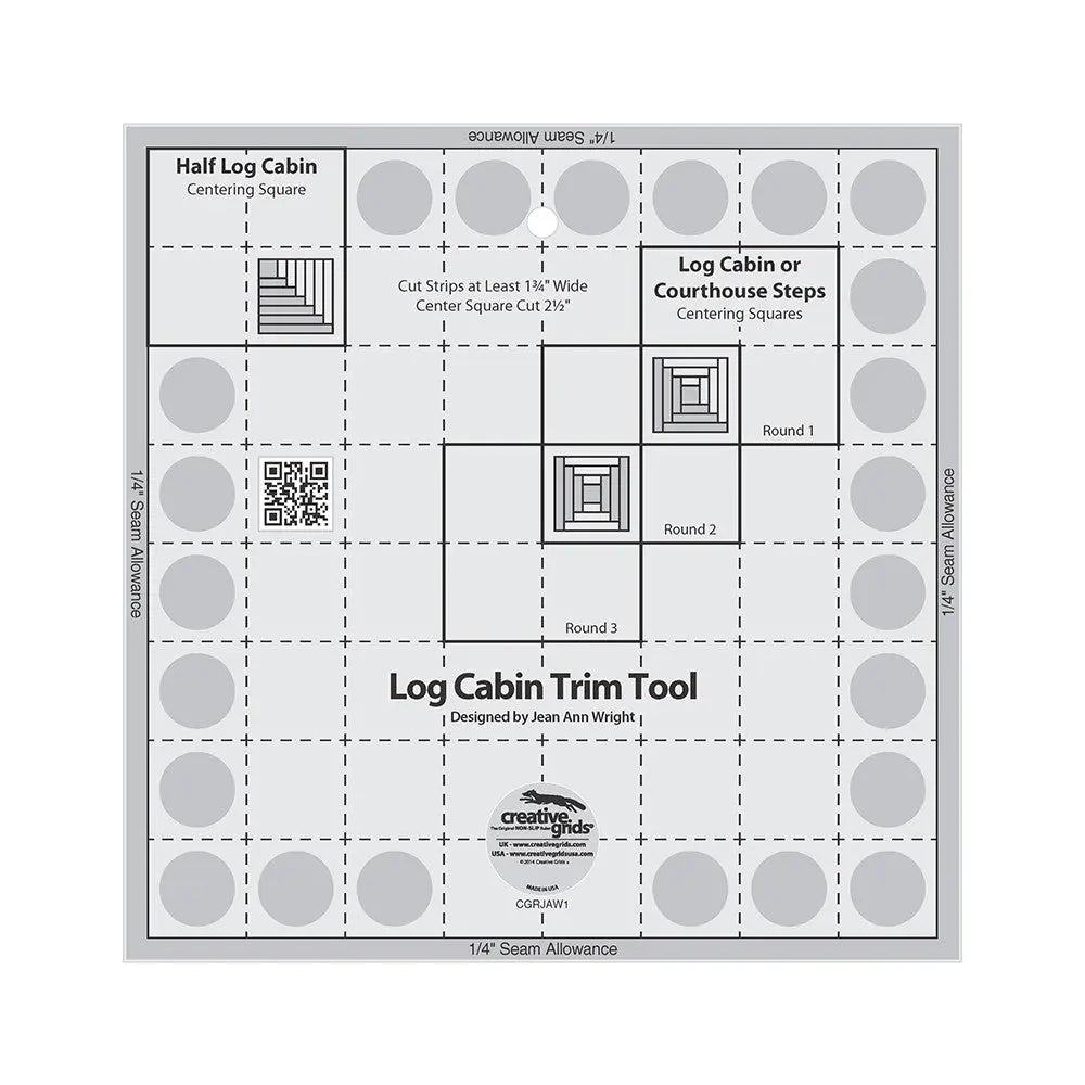 Creative Grids Log Cabin Trim Tool for 8in Finished Blocks Quilt Ruler - Linda's Electric Quilters