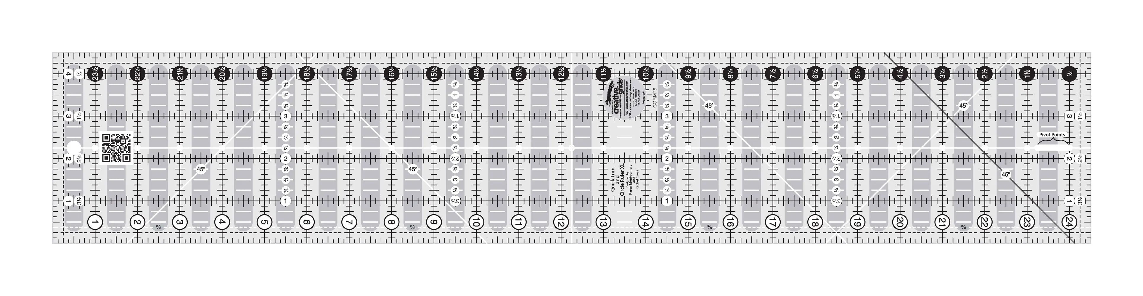 Creative Grids Quick Trim And Circle Quilt Ruler Two 4-1/2in x 24-1/2in - Linda's Electric Quilters