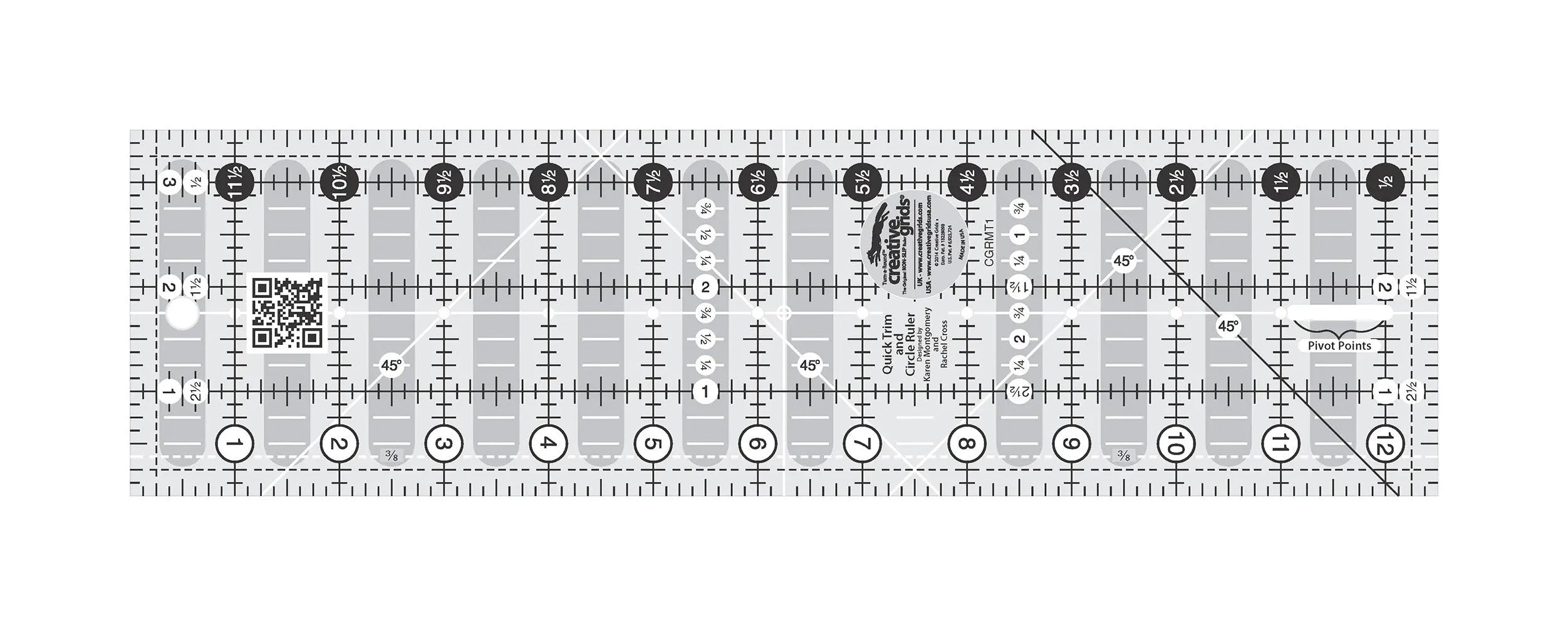 Creative Grids Quick Trim Ruler 3-1/2in X 12-1/2in Rectangle - Linda's Electric Quilters