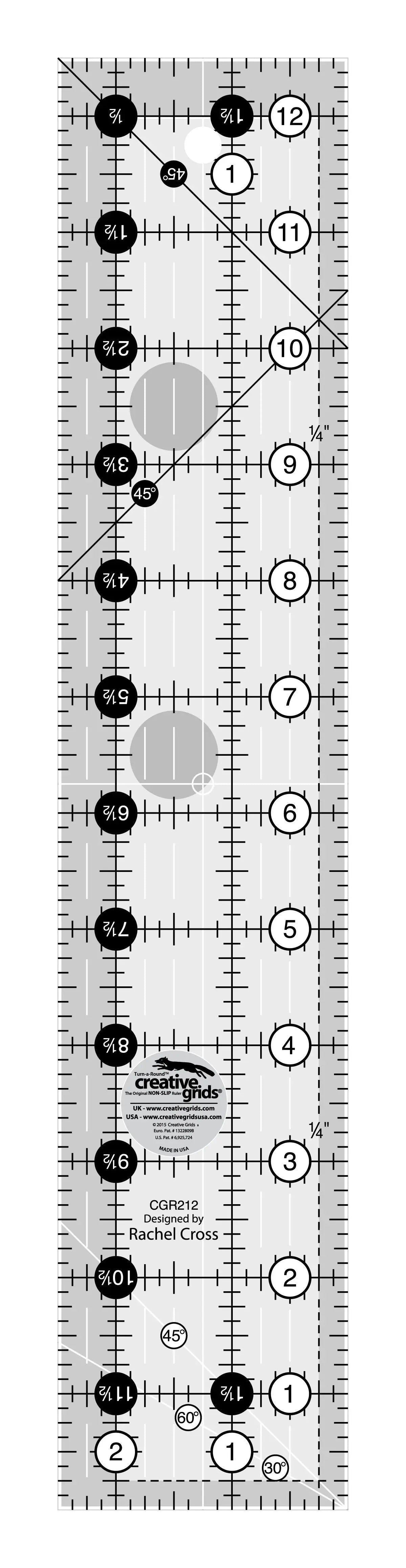 Creative Grids Quilt Ruler 2-1/2in x 12-1/2in - Linda's Electric Quilters