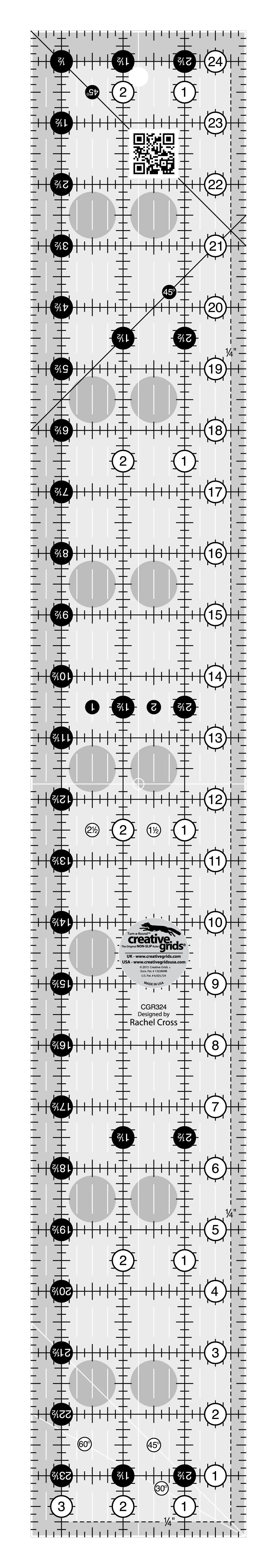 Creative Grids Quilt Ruler 3-1/2in x 24-1/2in - Linda's Electric Quilters