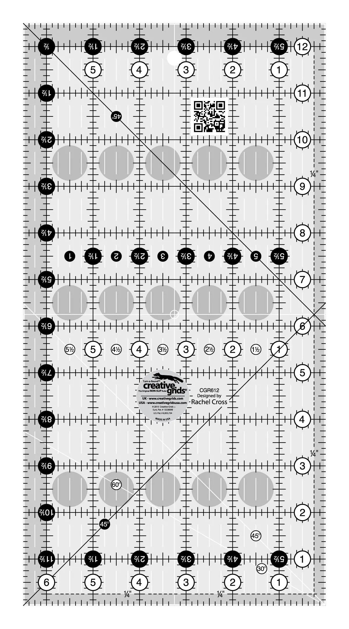 Creative Grids Quilt Ruler 6-1/2in x 12-1/2in - Linda's Electric Quilters