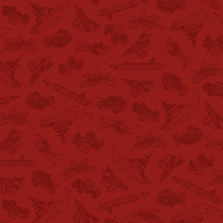 Crimson Military Convoy Path to Freedom Cotton 44"/45" Fabric Per Yard