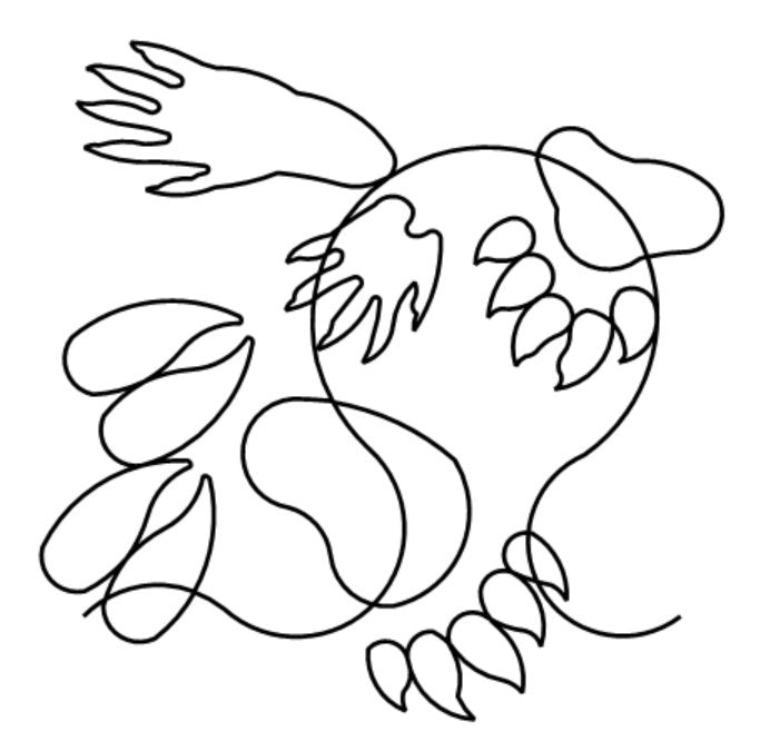 Critter Footprints Digital E2E Wildflower Quilting Pantograph Close Up
