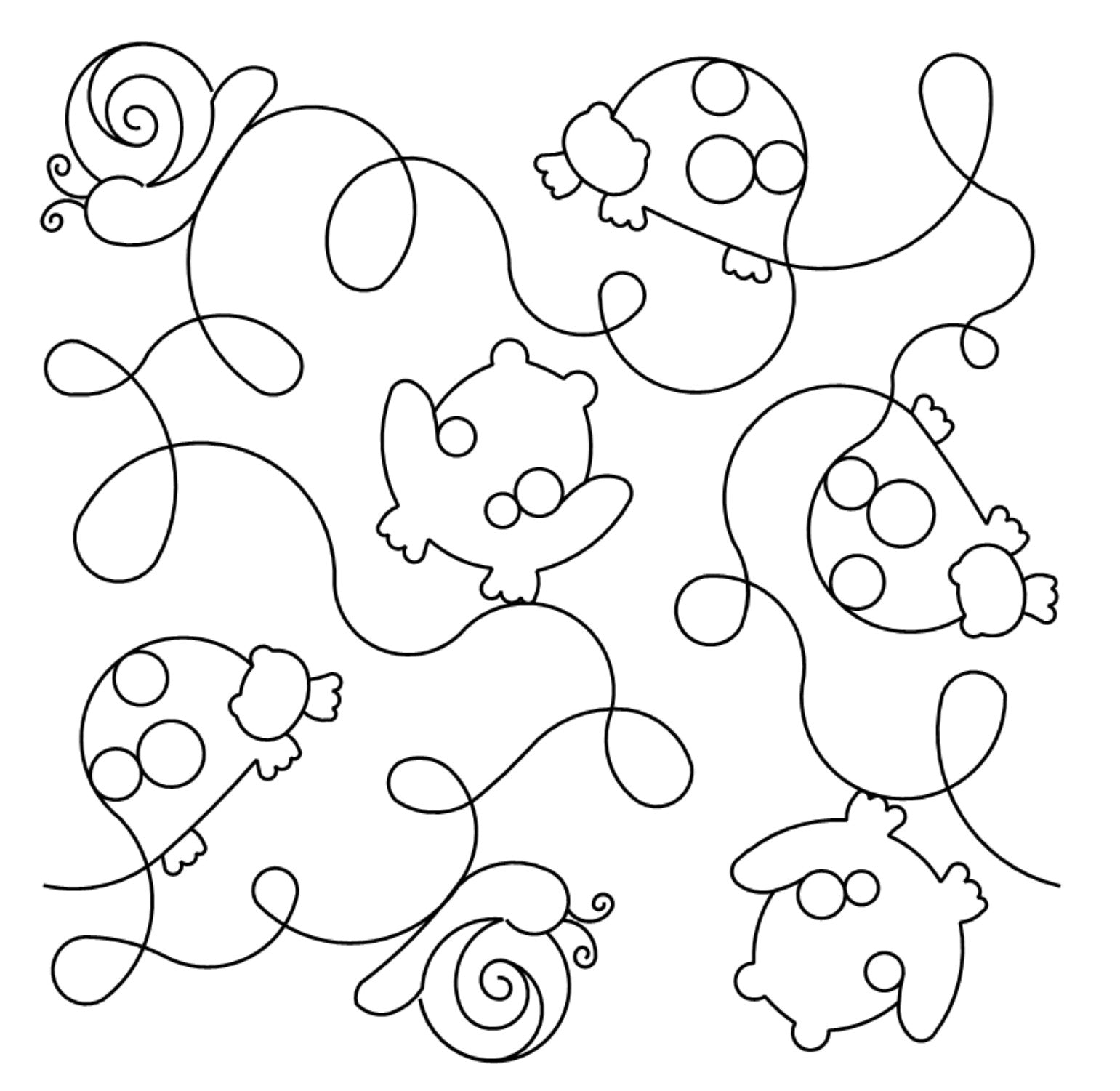 Critters Digital E2E Wildflower Quilting Pantograph Close Up