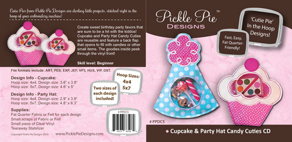 Cupcake & Party Hat Candy Cuties In the Hoop Embroidery Design Collection