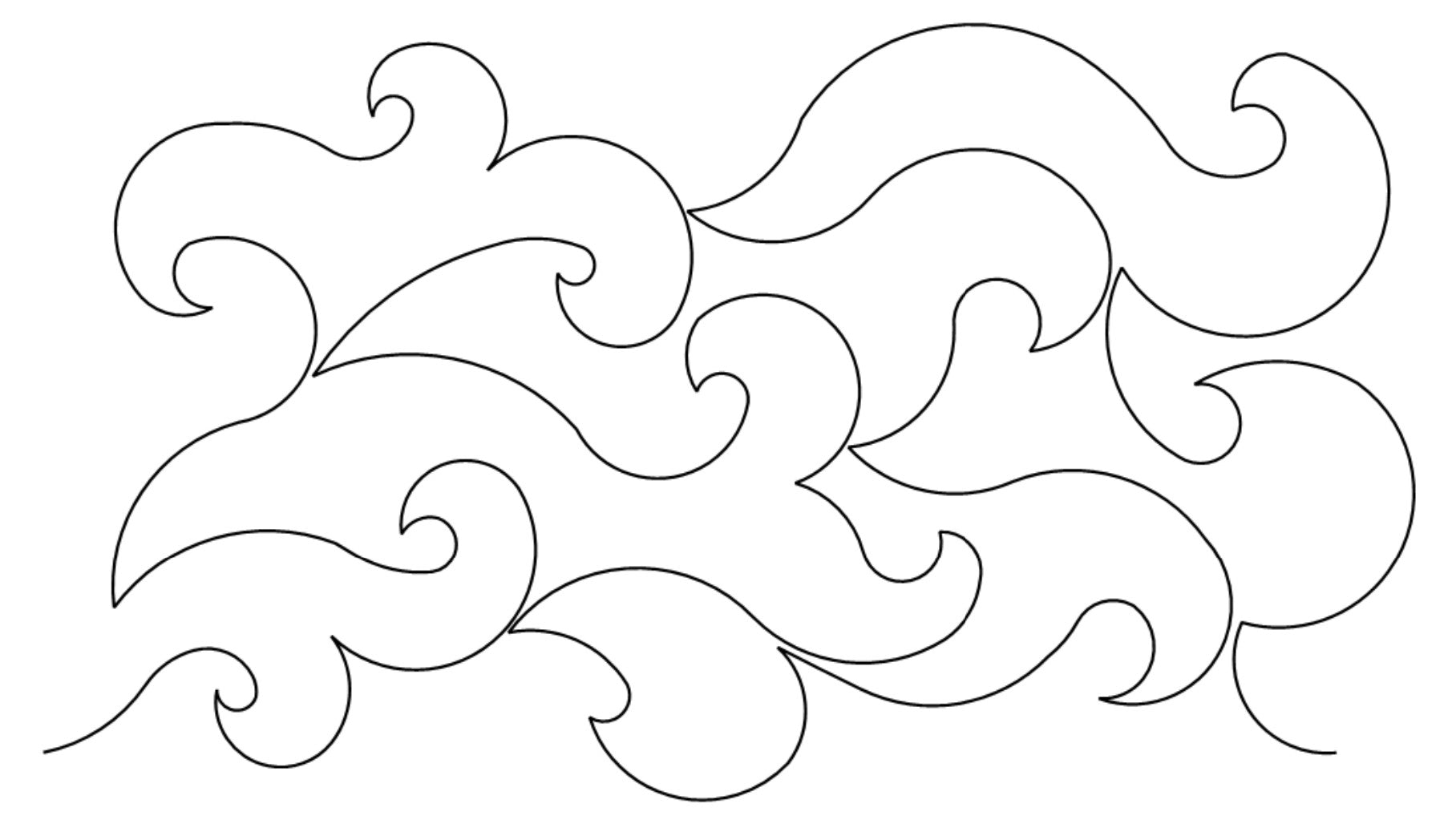 Curling Waves Digital E2E Wildflower Quilting Pantograph Close UP
