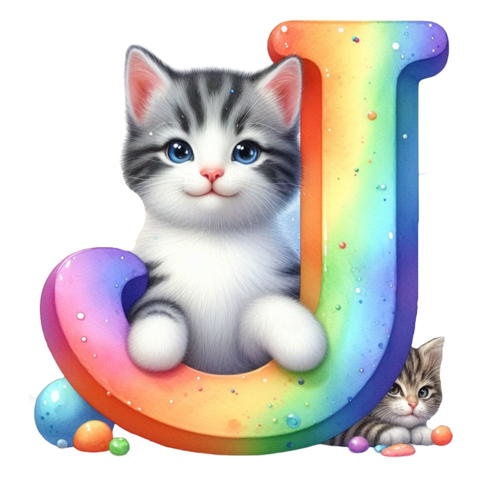 Cute Cats Letter J Fabric Panel
