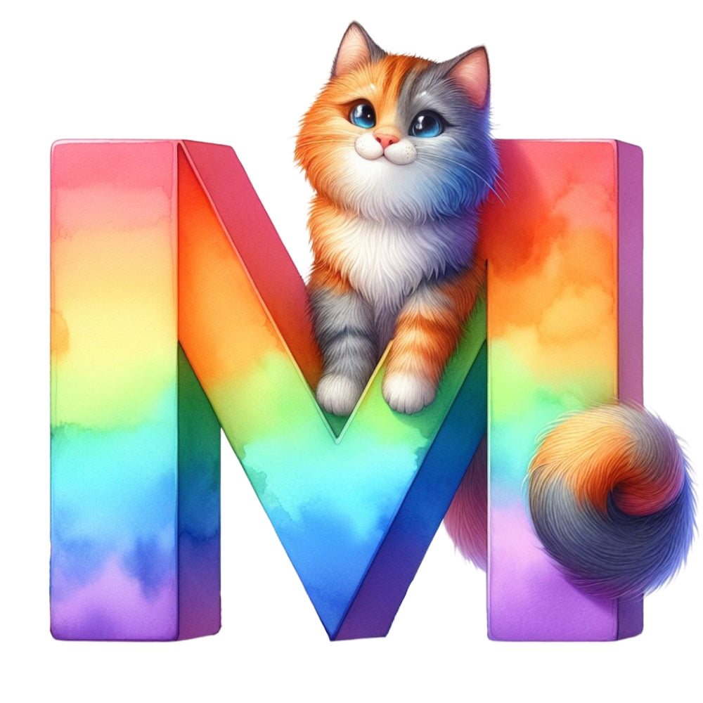 Cute Cats Letter M Fabric Panel QuiltingFabricPanels