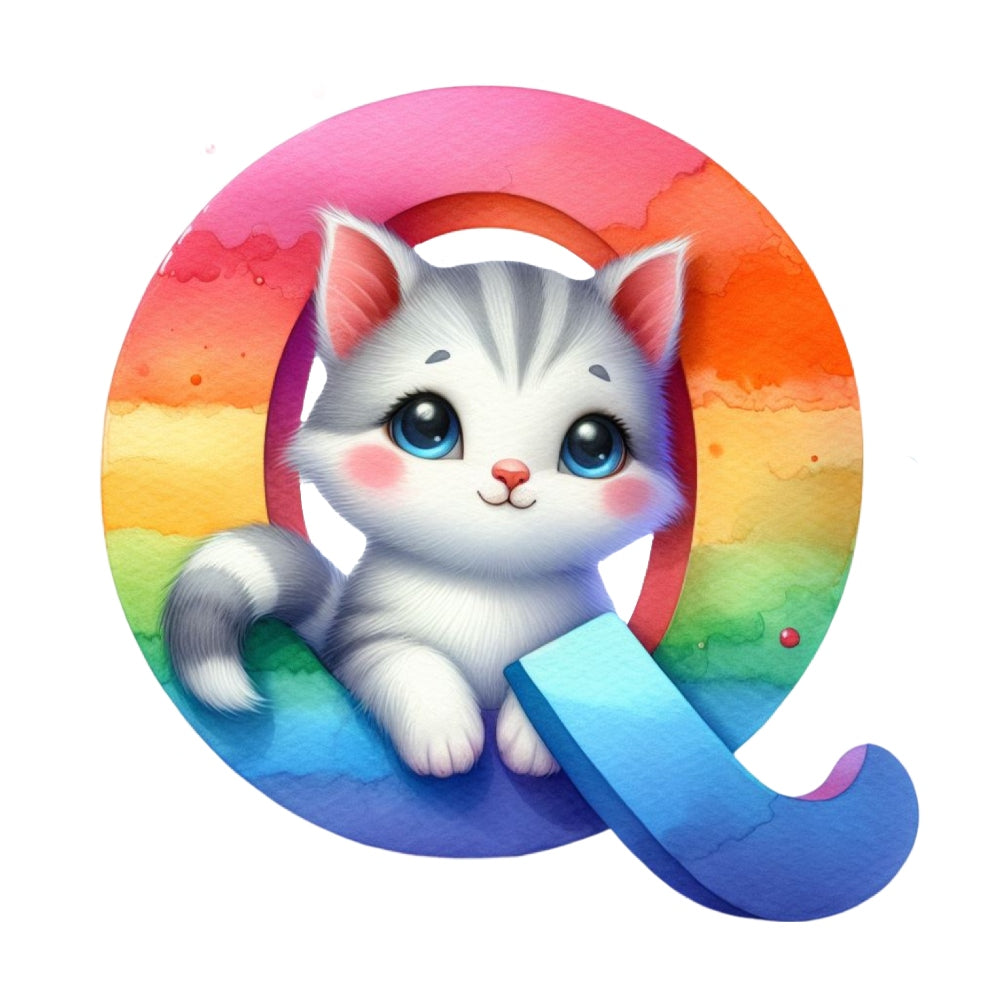 Cute Cats Letter Q Fabric Panel