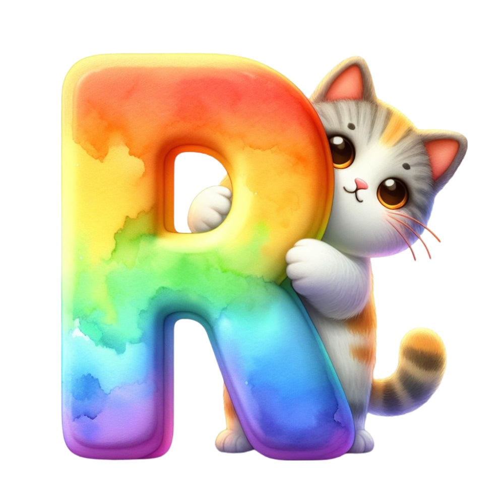 Cute Cats Letter R Fabric Panel