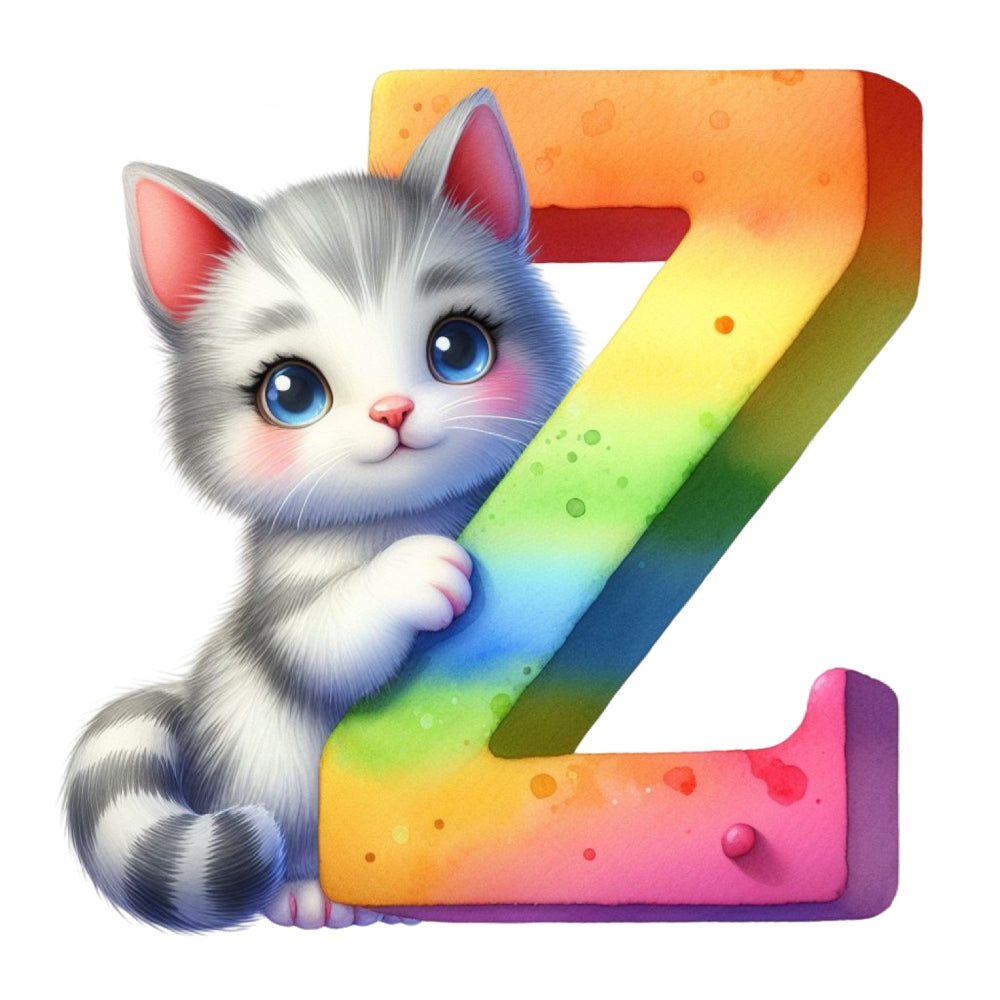 Cute Cats Letter Z Fabric Panel QuiltingFabricPanels