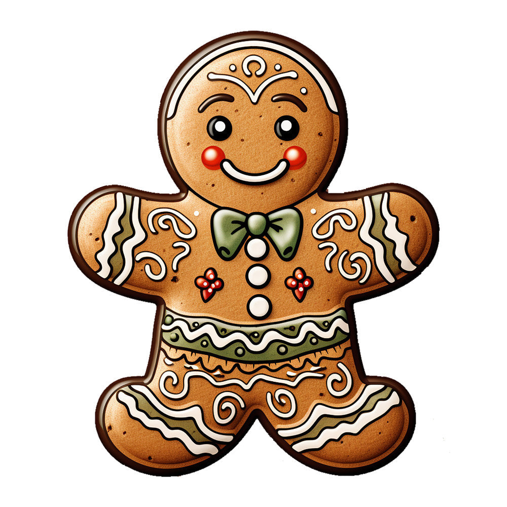 Cute Christmas Gingerbread Man Fabric Panel 1