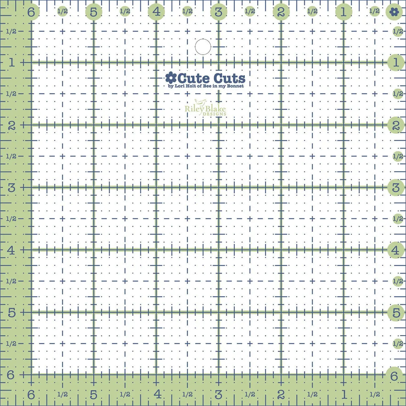Cute Cut Ruler Square 6-1/2in x 6-1/2in - Linda's Electric Quilters