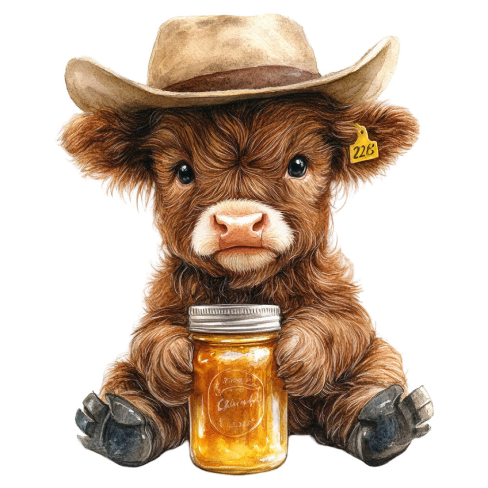 Cute Western Highland Cow Fabric Panel 20 QuiltingFabricPanels