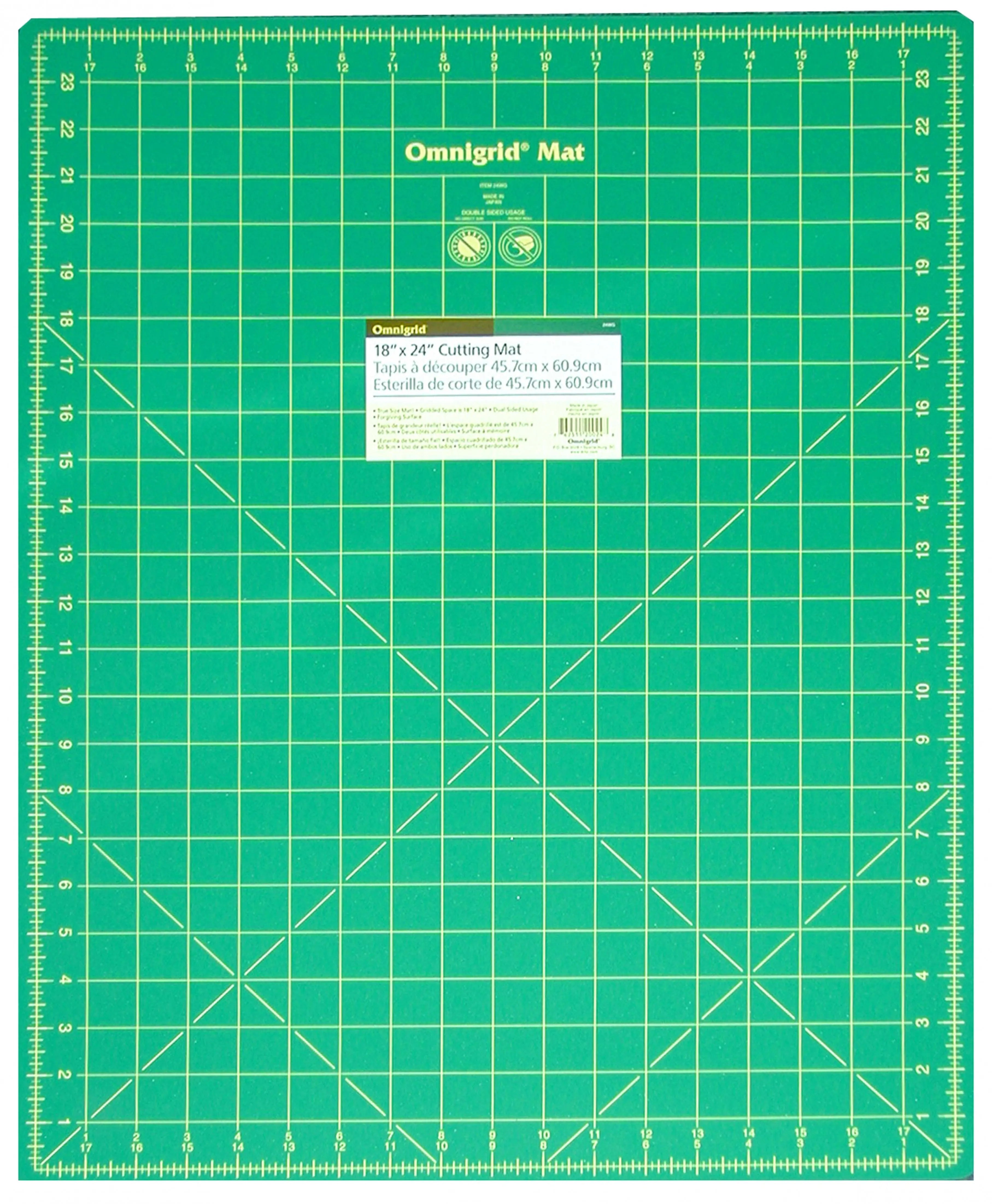 Cutting Mat Omnigrid Green with Yellow Grid 18in x 24in - Linda's Electric Quilters