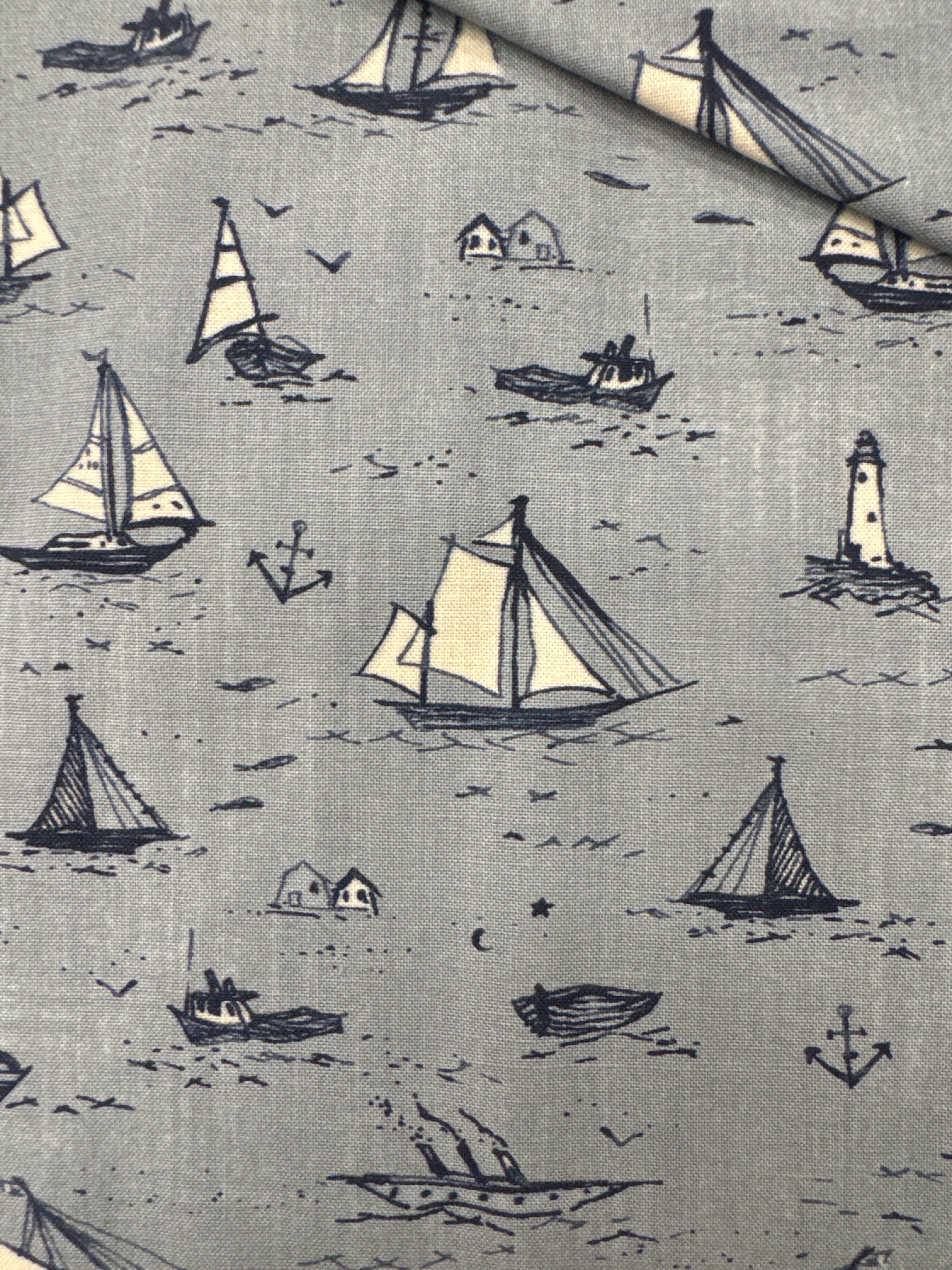 To The Sea Light sailboats novelty quilting fabric by Moda